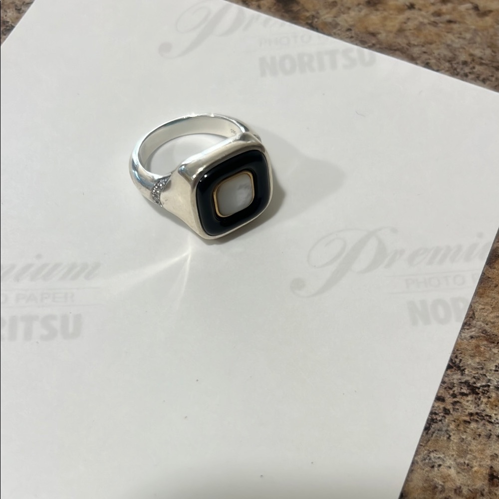Silver and Black Square Ring reversible